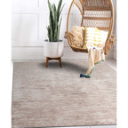 Contemporary Distressed Stripe Machine Washable Area Rug