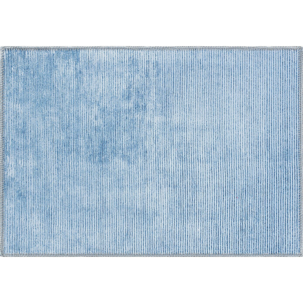 Contemporary Distressed Stripe Machine Washable Area Rug