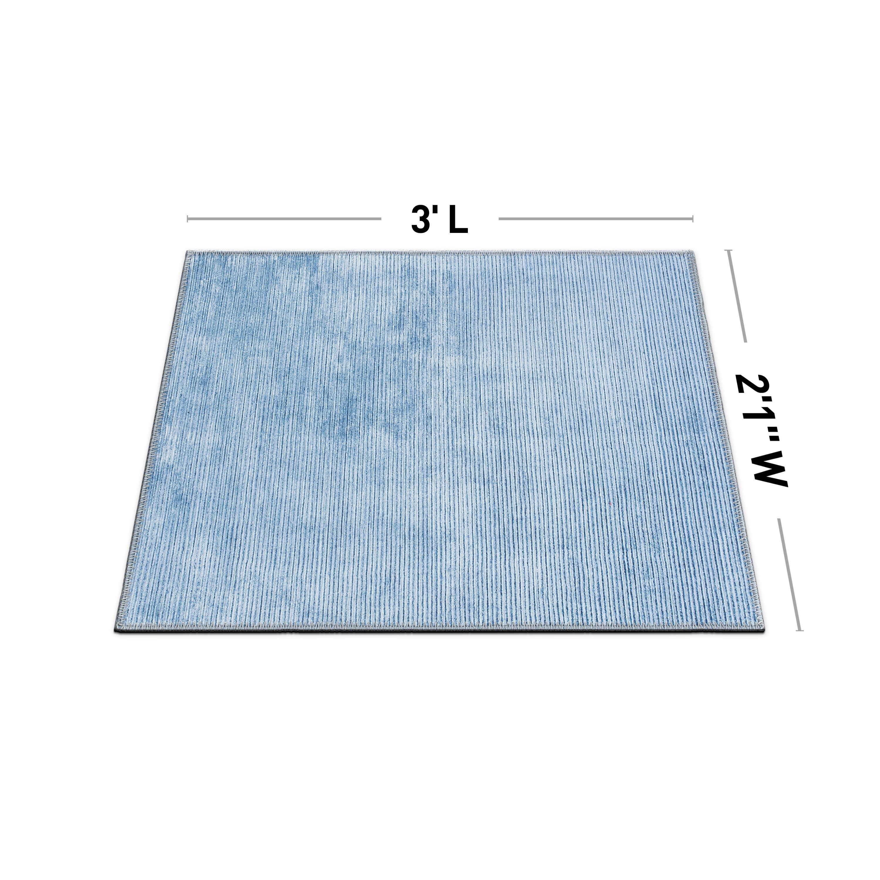 Contemporary Distressed Stripe Machine Washable Area Rug