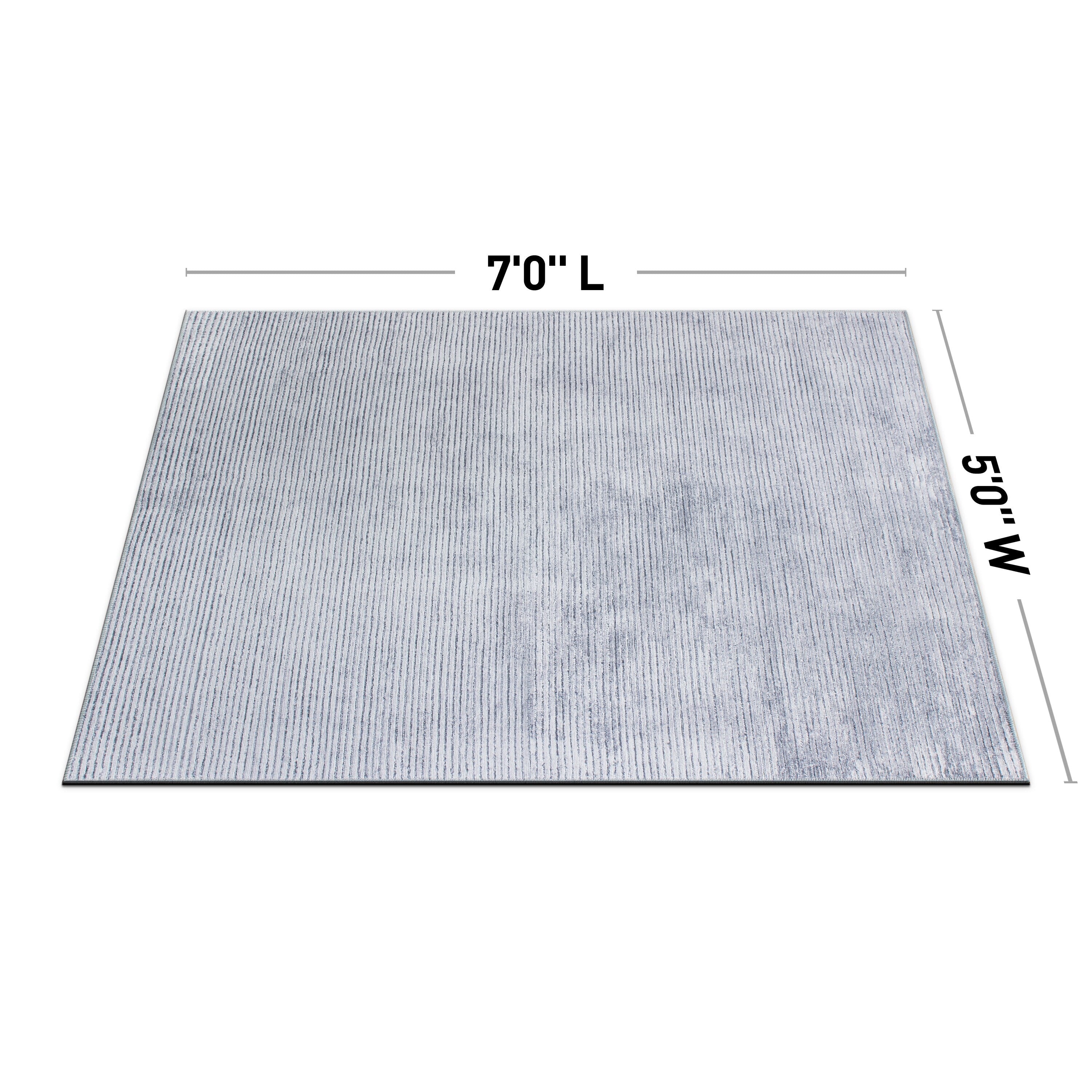 Contemporary Distressed Stripe Machine Washable Area Rug