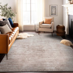 Contemporary Distressed Stripe Machine Washable Area Rug