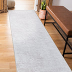 Contemporary Distressed Stripe Machine Washable Area Rug