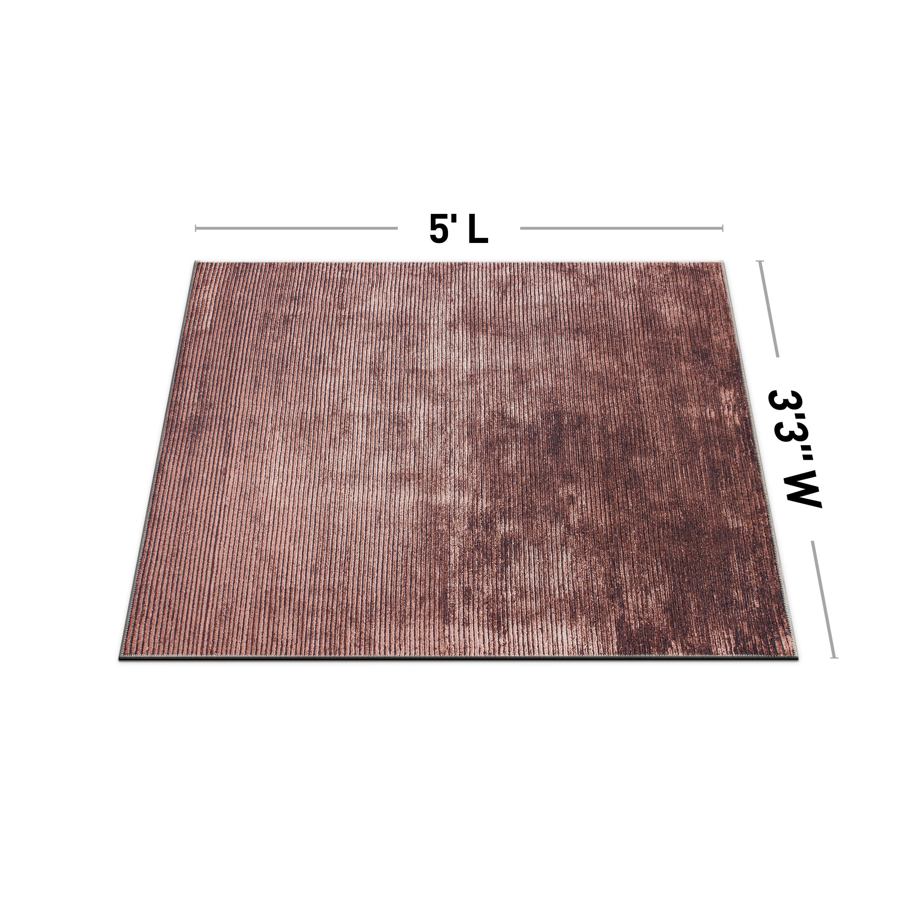 Contemporary Distressed Stripe Machine Washable Area Rug