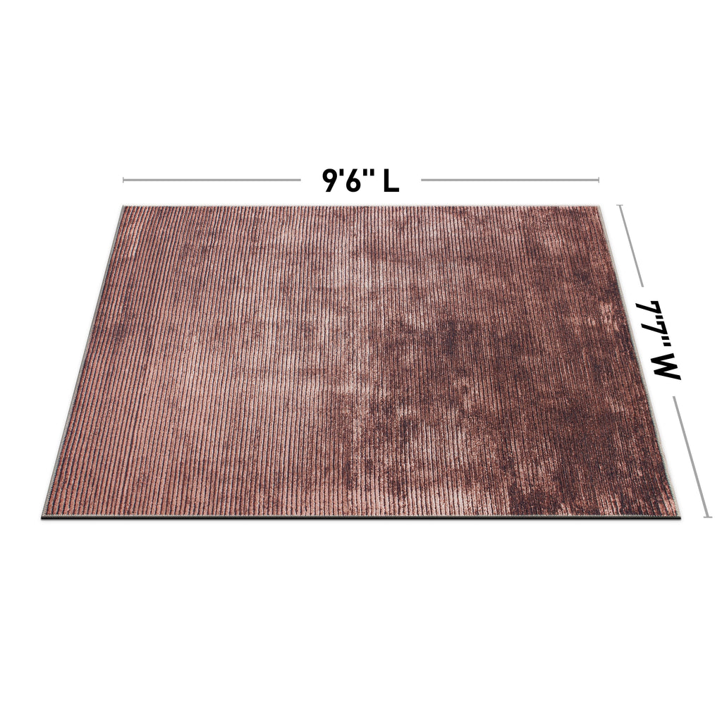 Contemporary Distressed Stripe Machine Washable Area Rug