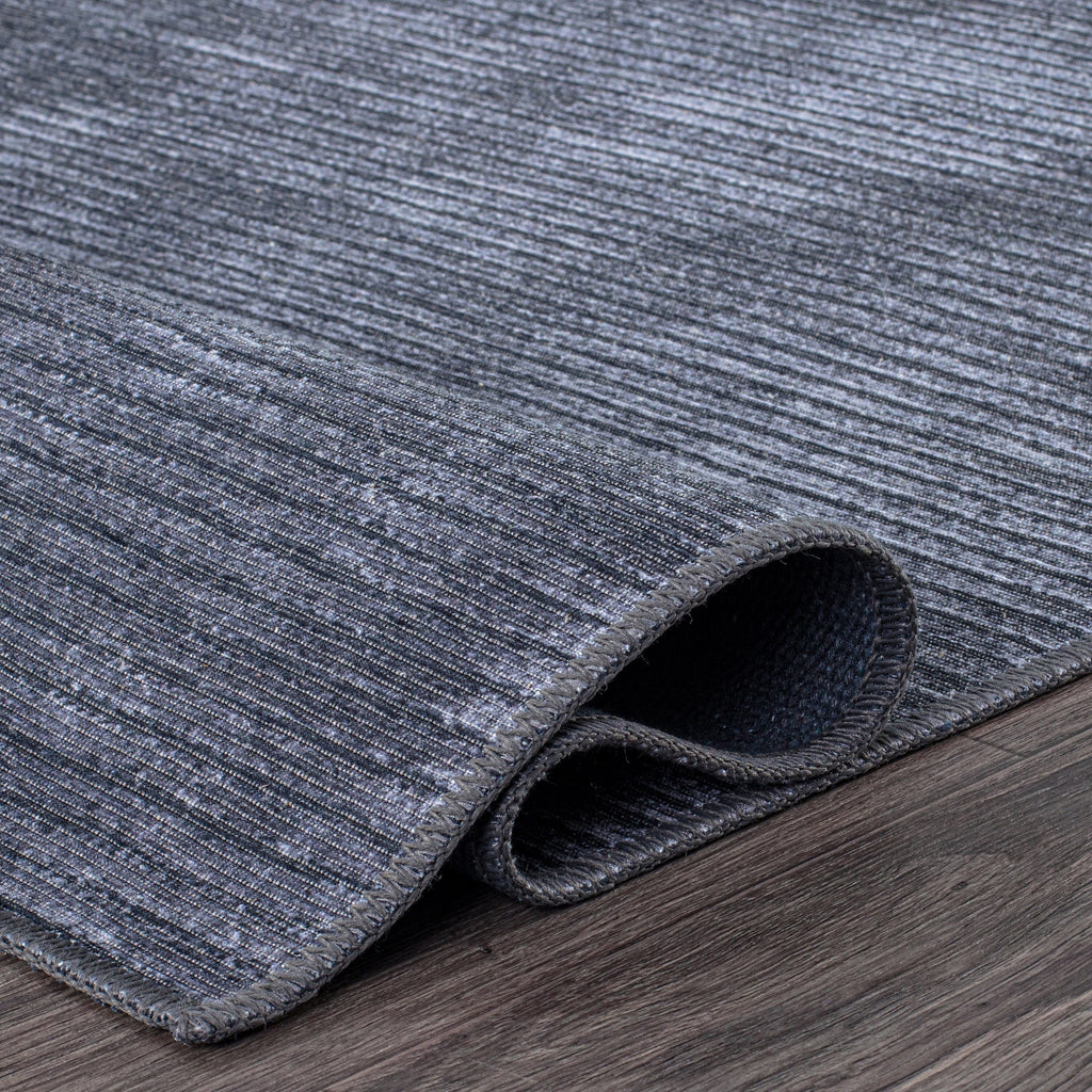 Contemporary Distressed Stripe Machine Washable Area Rug