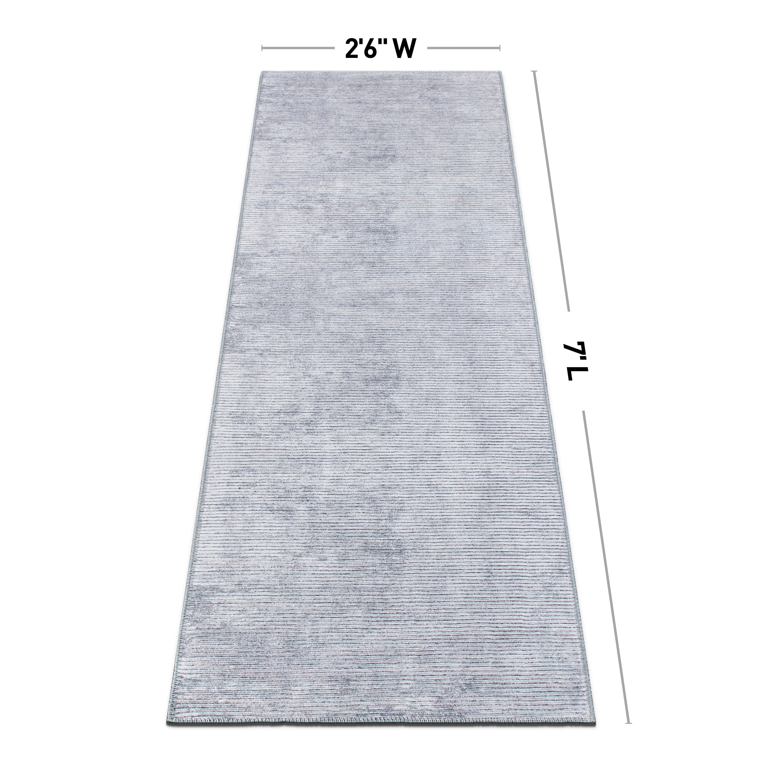 Contemporary Distressed Stripe Machine Washable Area Rug