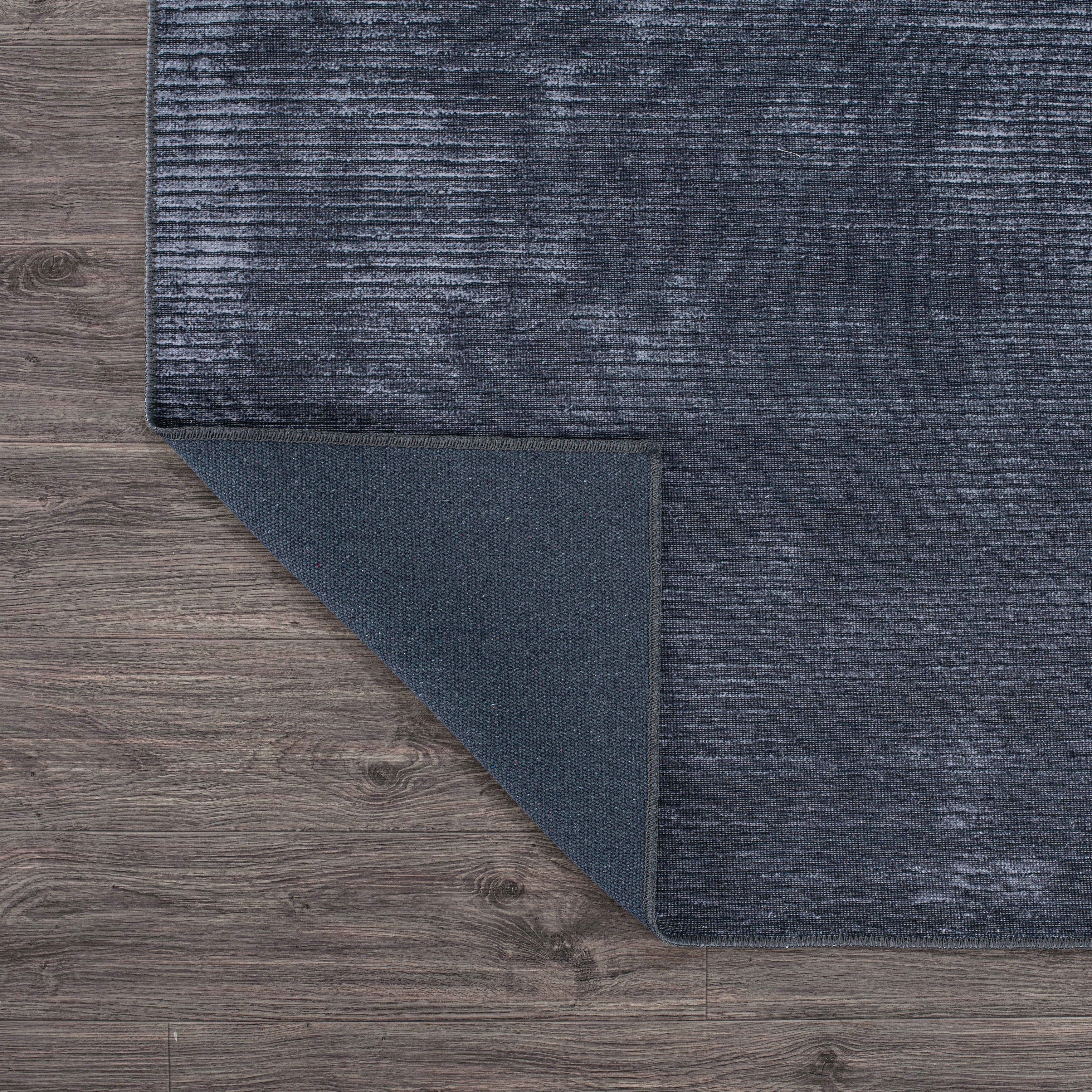 Contemporary Distressed Stripe Machine Washable Area Rug