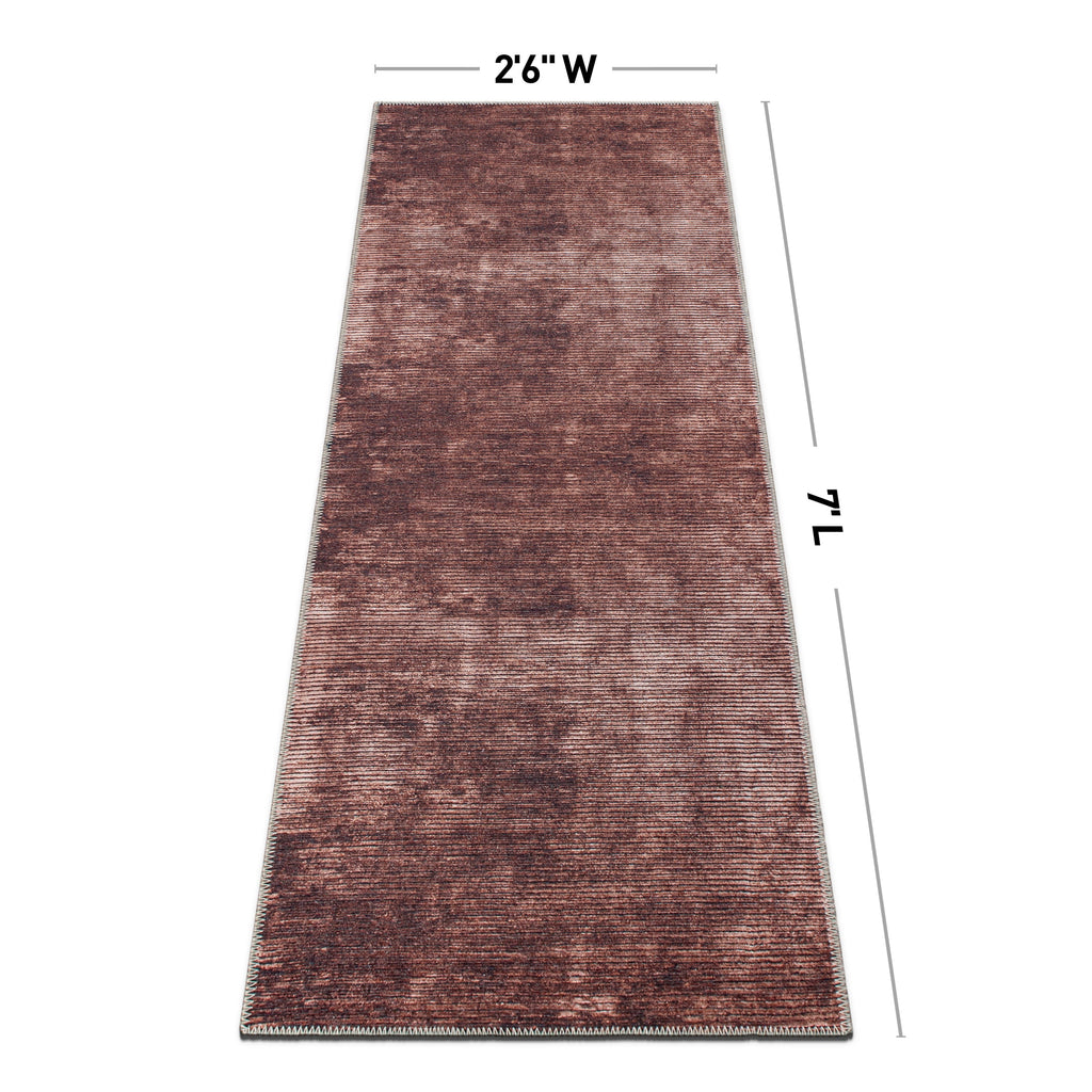 Contemporary Distressed Stripe Machine Washable Area Rug