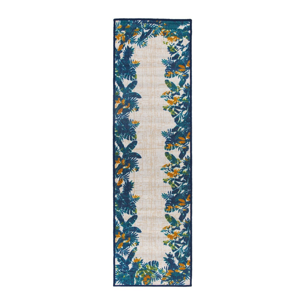 Contemporary Floral Border Indoor/Outdoor Area Rug
