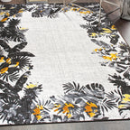 Contemporary Floral Border Indoor/Outdoor Area Rug
