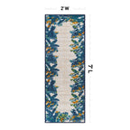Contemporary Floral Border Indoor/Outdoor Area Rug
