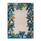 Contemporary Floral Border Indoor/Outdoor Area Rug