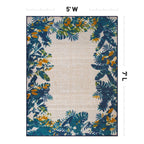 Contemporary Floral Border Indoor/Outdoor Area Rug