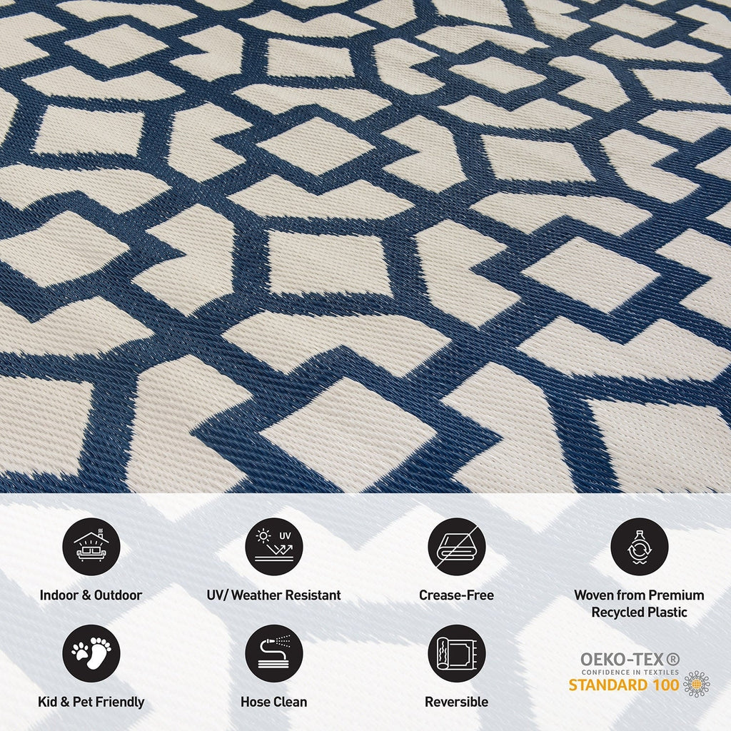 Contemporary Geometric Reversible Plastic Outdoor Rugs