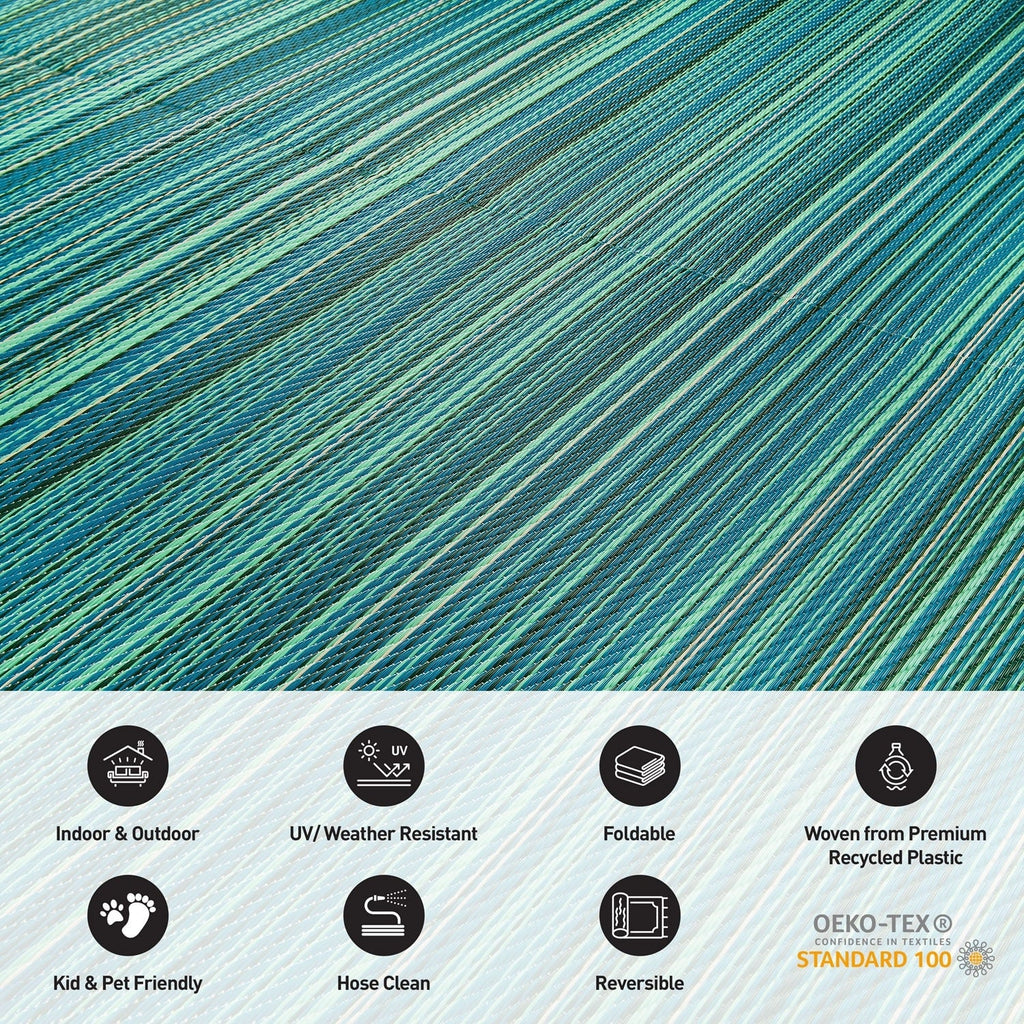 Contemporary Stripe Reversible Plastic Outdoor Rugs