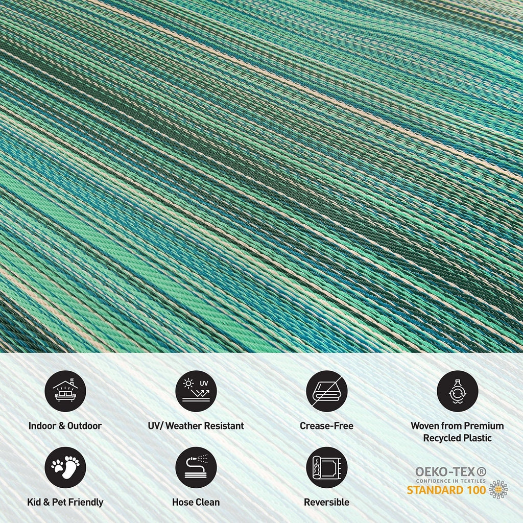 Contemporary Stripe Reversible Plastic Outdoor Rugs