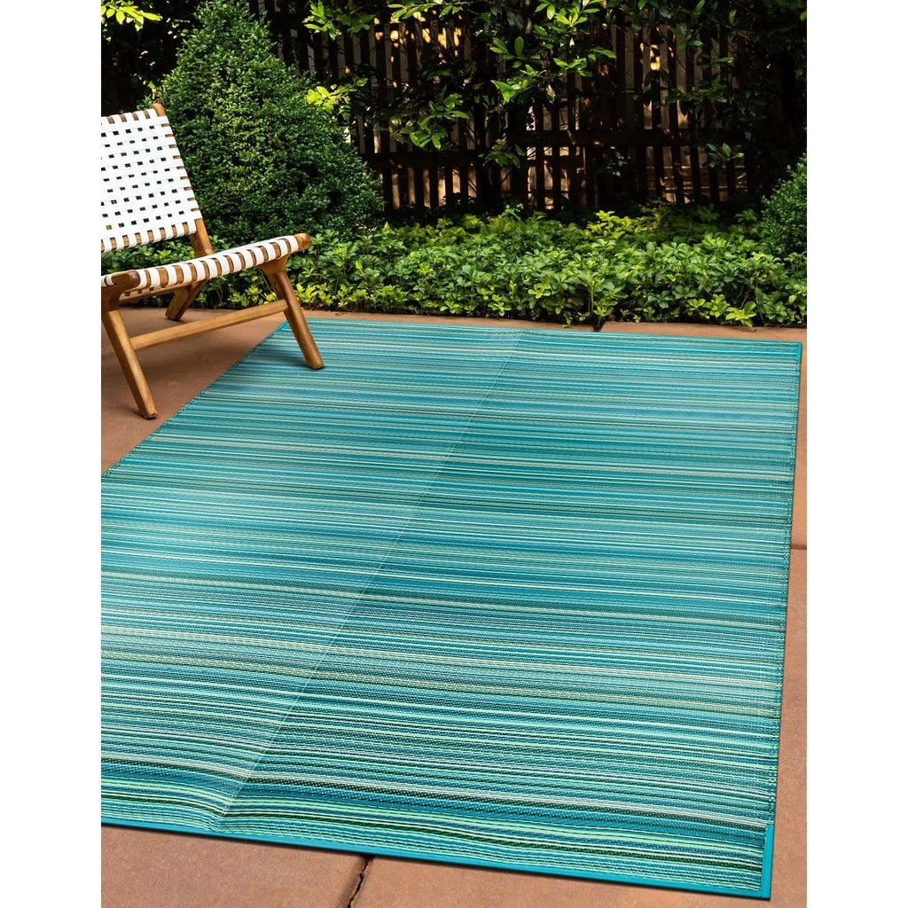 Contemporary Stripe Reversible Plastic Outdoor Rugs