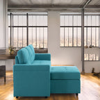 Canapé sectionnel convertible réversible avec lit gigogne, méridienne avec rangement dissimulé et pieds robustes