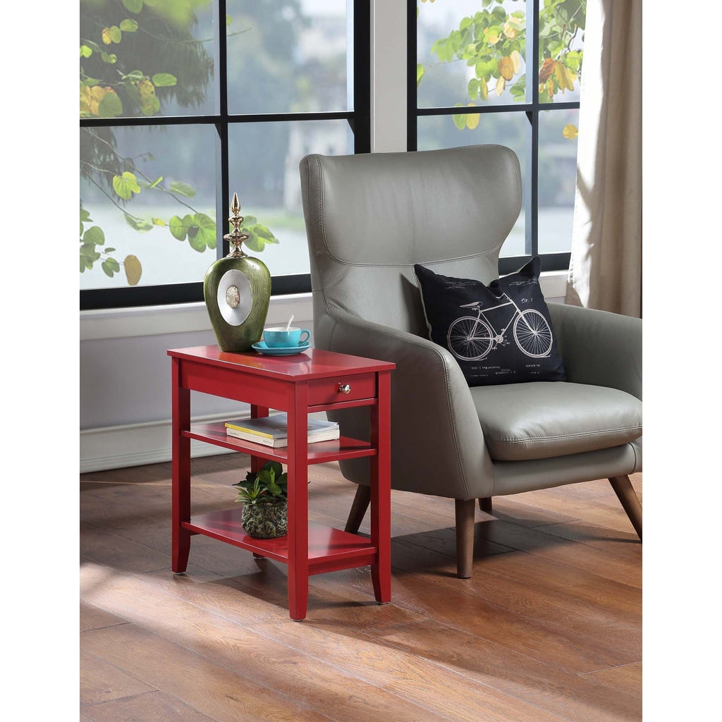 Convenience Concepts American Heritage 1 Drawer Chairside End Table with Shelves