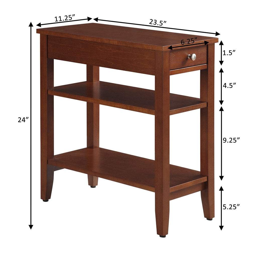 Convenience Concepts American Heritage 1 Drawer Chairside End Table with Shelves