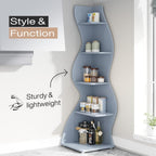 Corner Shelf Bookcase Bookshelf with Unique Shape for Living Room, Home Office