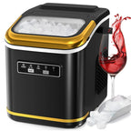 Countertop Ice Maker with Ice Scoop and Basket, 9 Cubes in 6 Mins, 26.5lbs/24h, 2 Sizes of Bullet Ice, Self-Cleaning
