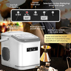 Countertop Ice Maker with Ice Scoop and Basket, 9 Cubes in 6 Mins, 26.5lbs/24h, 2 Sizes of Bullet Ice, Self-Cleaning