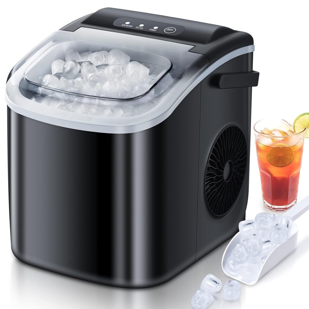 Countertop Portable Ice Maker with Self-cleaning ,9 Bullet Ice Cubes in 6 Mins, Comes with Ice Basket and Ice Scoop
