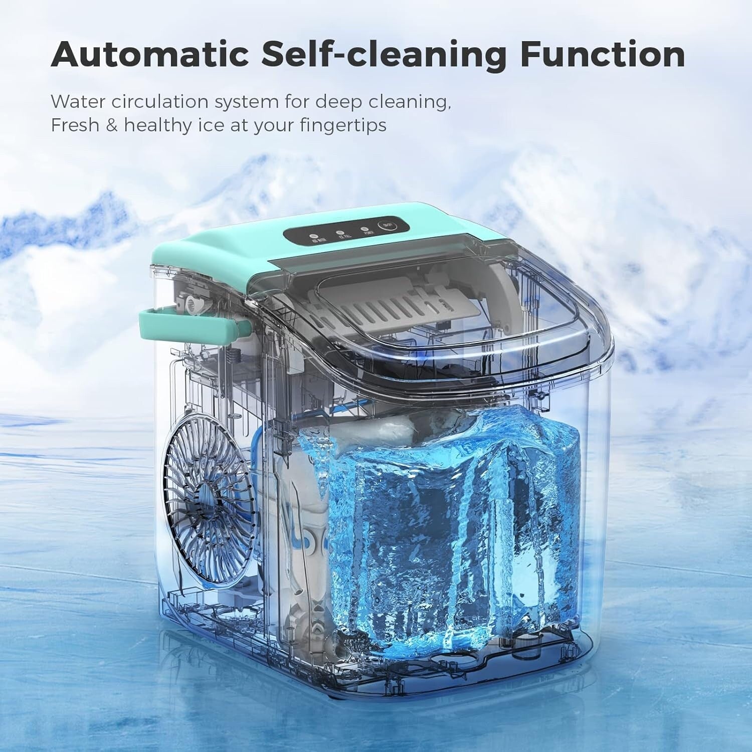 Countertop Portable Ice Maker with Self-cleaning ,9 Bullet Ice Cubes in 6 Mins, Comes with Ice Basket and Ice Scoop