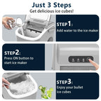 Countertop Portable Ice Maker with Self-cleaning ,9 Bullet Ice Cubes in 6 Mins, Comes with Ice Basket and Ice Scoop