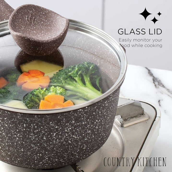 Country Kitchen Non-Stick Cast Aluminum Cookware Set - Durable Kitchen Cookware for Everyday Cooking, 6-11 Pc