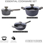 Country Kitchen Non-Stick Cast Aluminum Cookware Set - Durable Kitchen Cookware for Everyday Cooking, 6-11 Pc