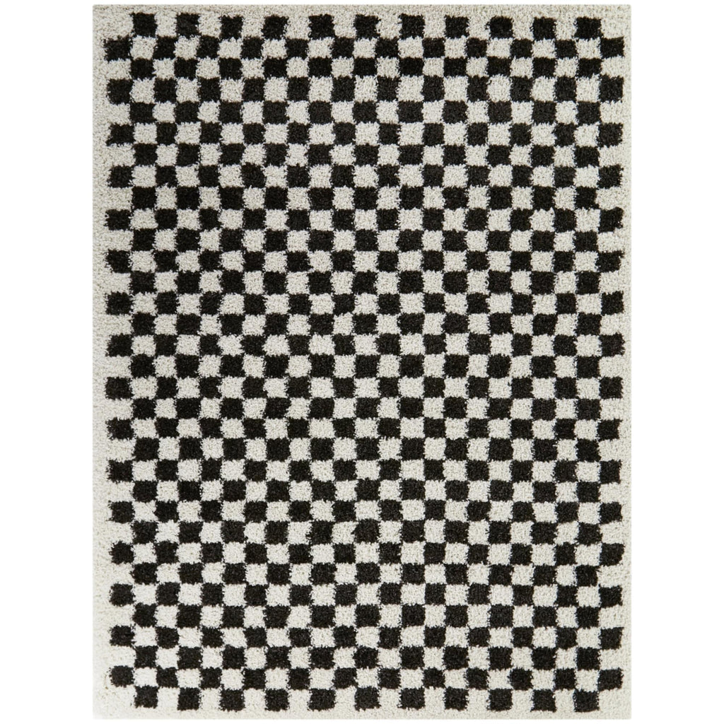 Covey Plush Checkered Thick Shag Area Rug