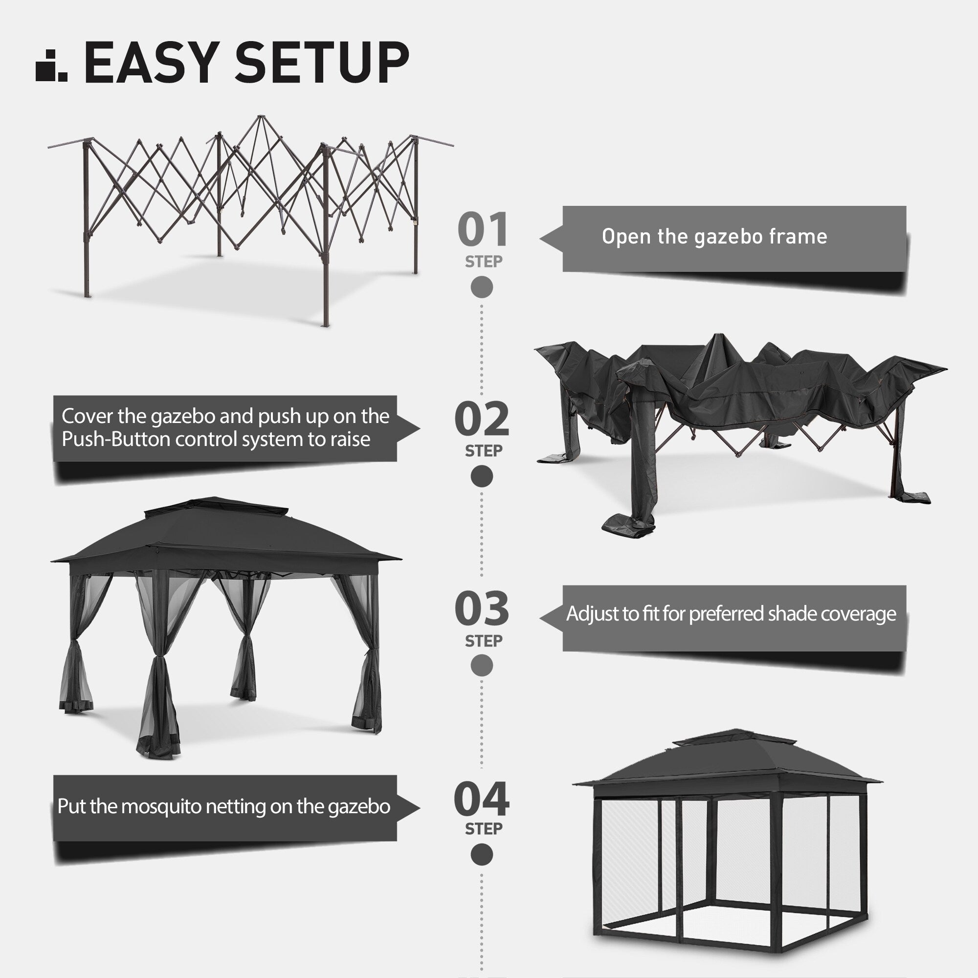 Gazebo escamotable en acier Cozywor de 11 pi x 11 pi avec moustiquaire