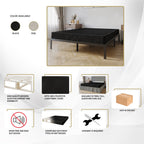 Sommier à ressorts en bois massif CraftPorch de 5 pouces avec lattes en bois et revêtement en lin gris chaud