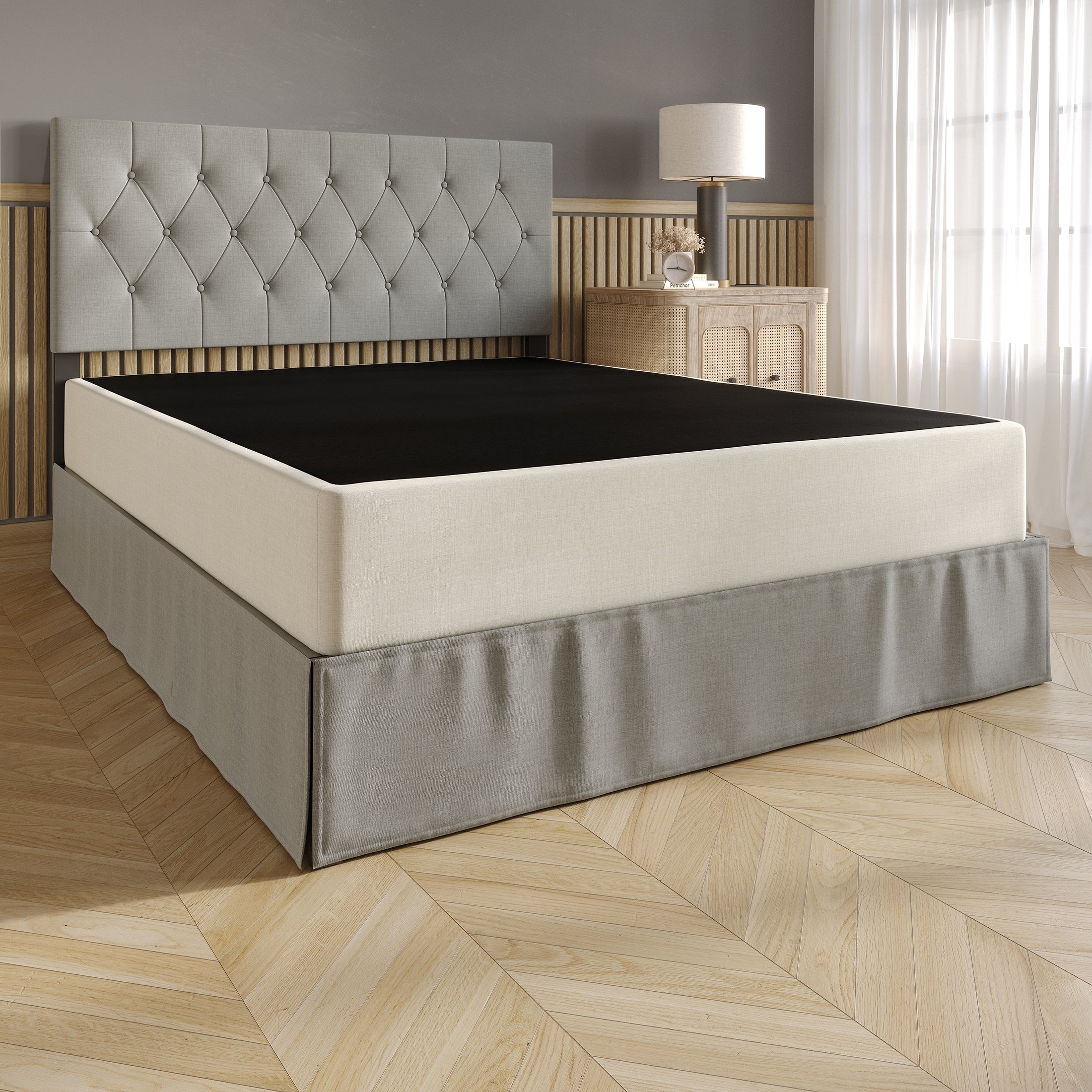 Sommier tapissier en métal et lin rembourré CraftPorch