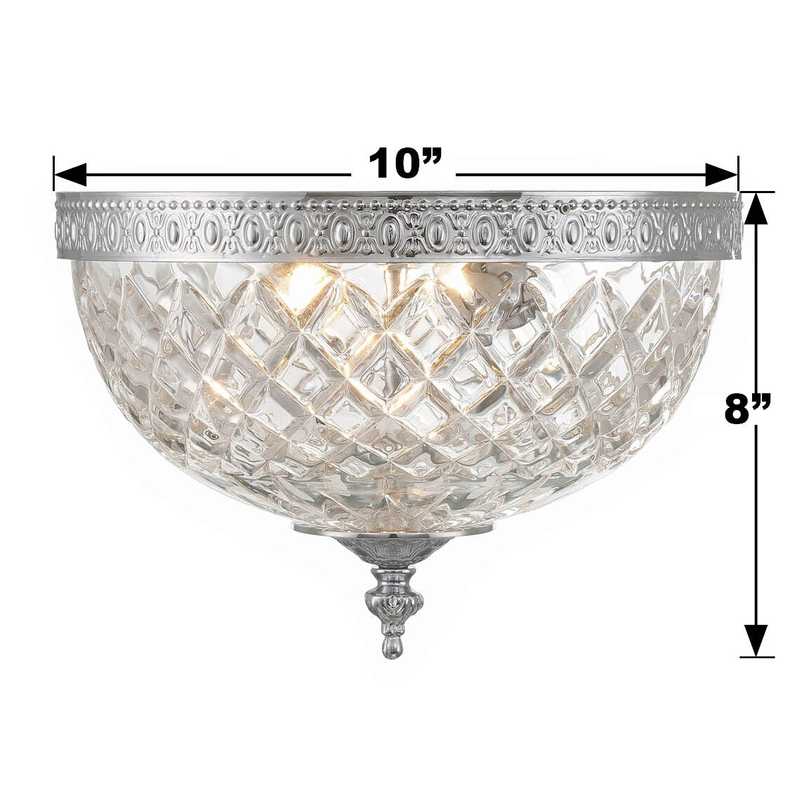 Plafonnier en cristal Crystorama à 2 lampes - 10 L x 8 H x 10 P