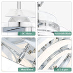 Ventilateur de plafond rétractable Cusp Barn 42 avec lumières et télécommande DIY Forme Fandelier Moderne Silencieux Moteur CC Plafonnier LED