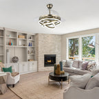 Ventilateur de plafond rétractable Cusp Barn 42 avec lumières et télécommande DIY Forme Fandelier Moderne Silencieux Moteur CC Plafonnier LED