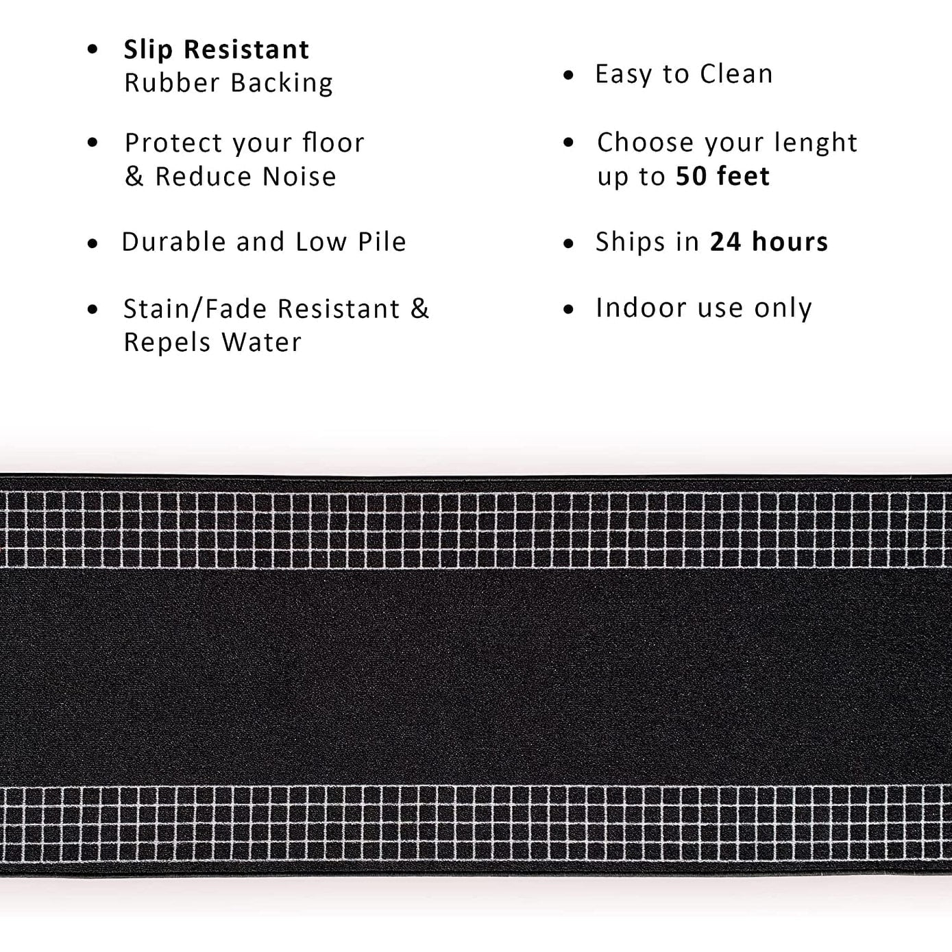 Checkered Border Non-slip Contemporary 26-inch Wide Runner Rug