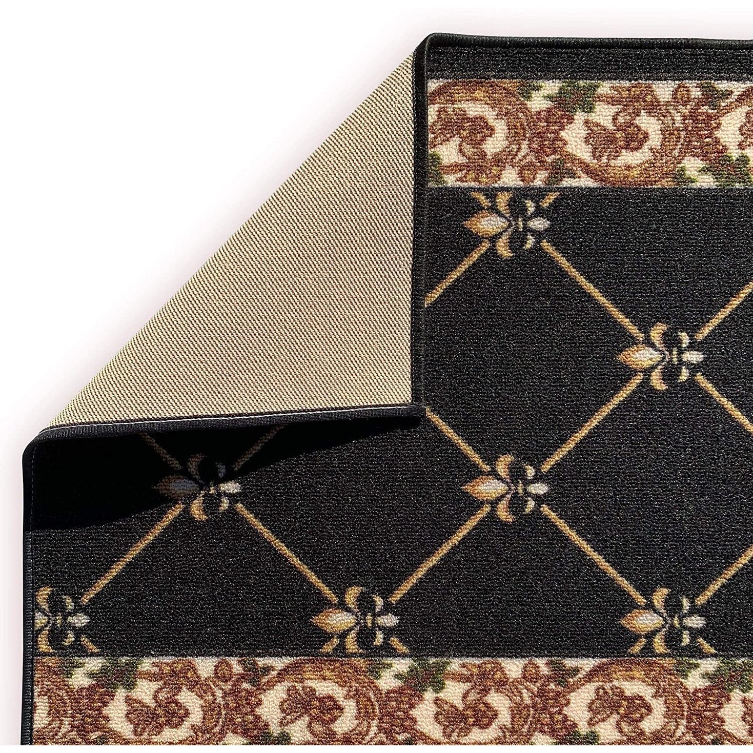 Custom Size Fleur De Lis 26 Inch Wide Non-Slip Stair Runner Rug