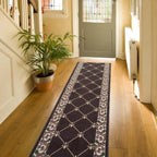 Custom Size Fleur De Lis 26 Inch Wide Non-Slip Stair Runner Rug