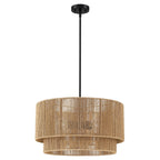 Lustre tambour en rotin naturel à 4 lumières Cynthia - 22 po de largeur