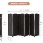 Paravent de séparation de pièce de 6 pieds de haut en fibre tissée, écran de confidentialité autoportant, écran pliant