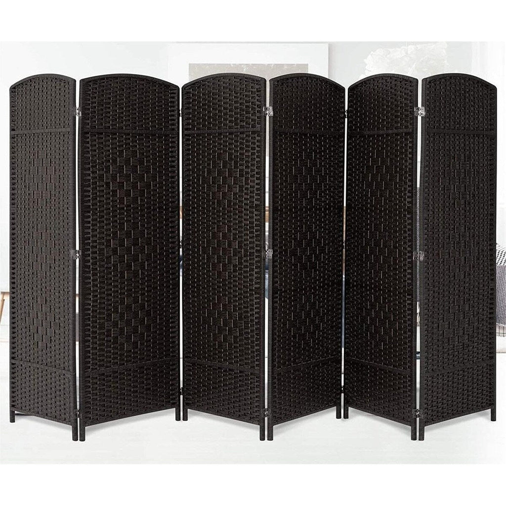 Paravent de séparation de pièce de 6 pieds de haut en fibre tissée, écran de confidentialité autoportant, écran pliant