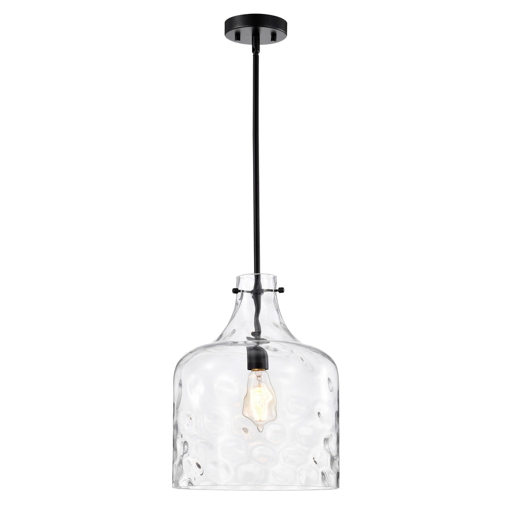 Daelan Clear Dimpled Glass Single Light Pendant Light - 12in