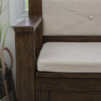 Banc d'entrée de rangement à plateau rabattable en bois de dahlia