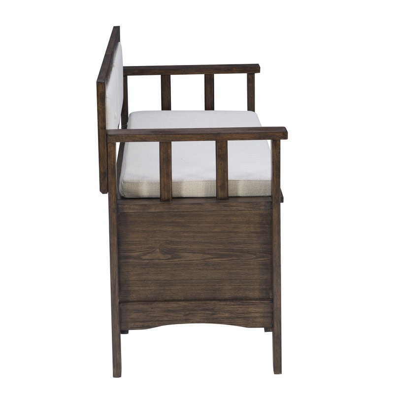 Banc d'entrée de rangement à plateau rabattable en bois de dahlia