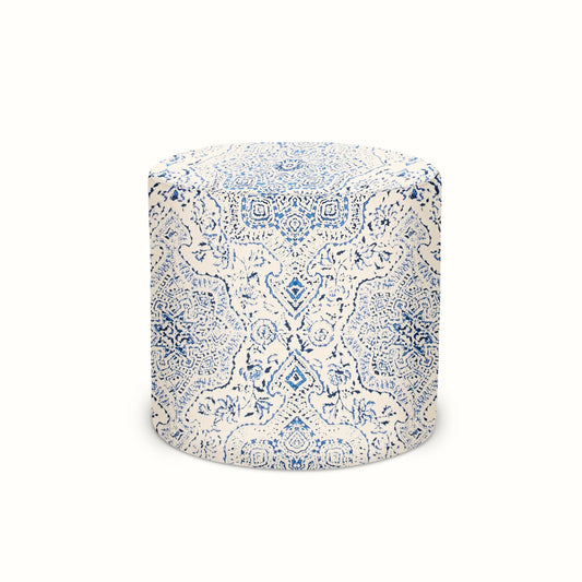 Pouf intérieur/extérieur en textile Peter Dunham bleu foncé/bleu