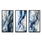 Designart Blue And Grey Ethereal Elixir III Abstract Framed Wall Art Set Of 3 Frame Canvas Set For Living Room Decor